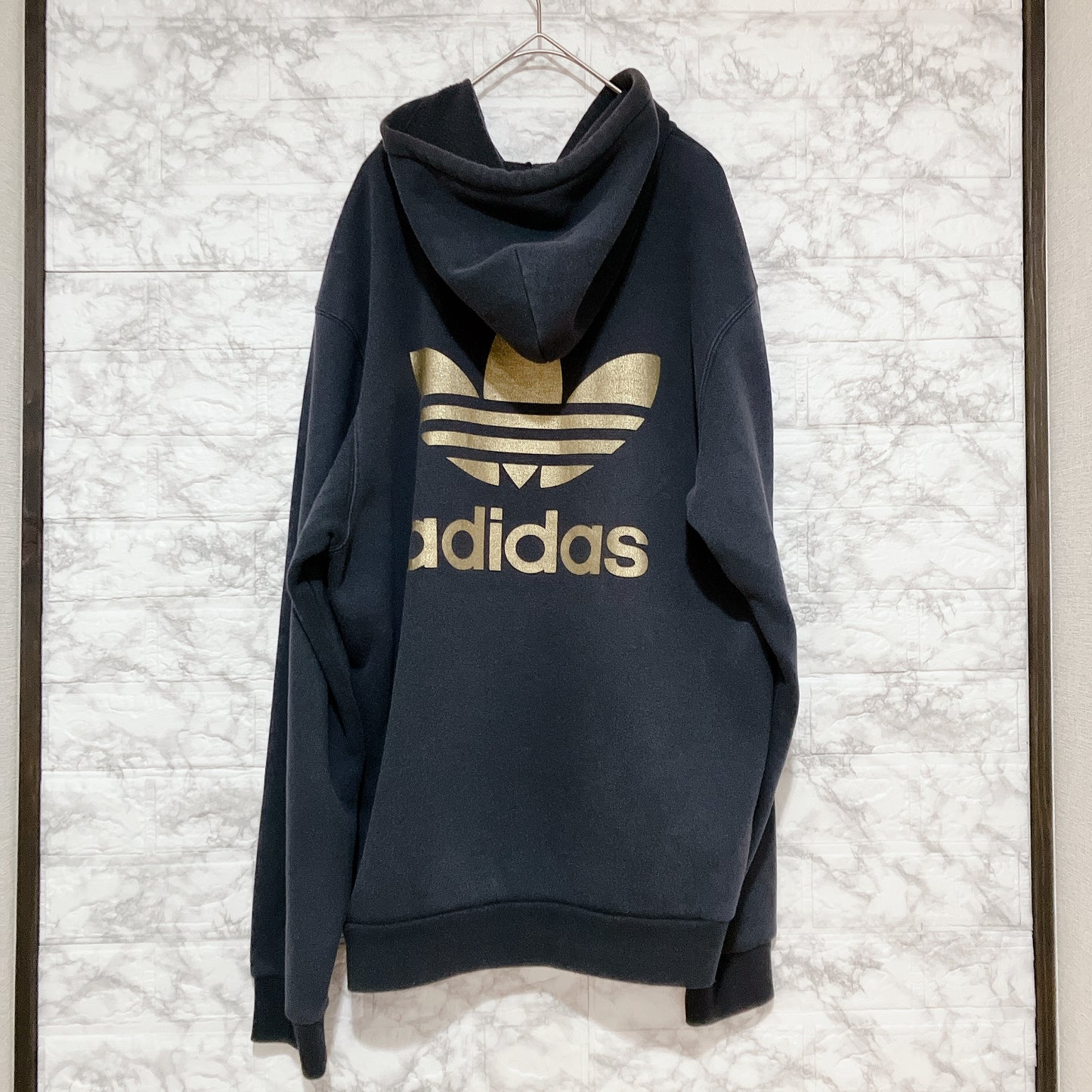 Adidas アディダス 両面 ビッグ ロゴ プルオーバー パーカー XLサイズ