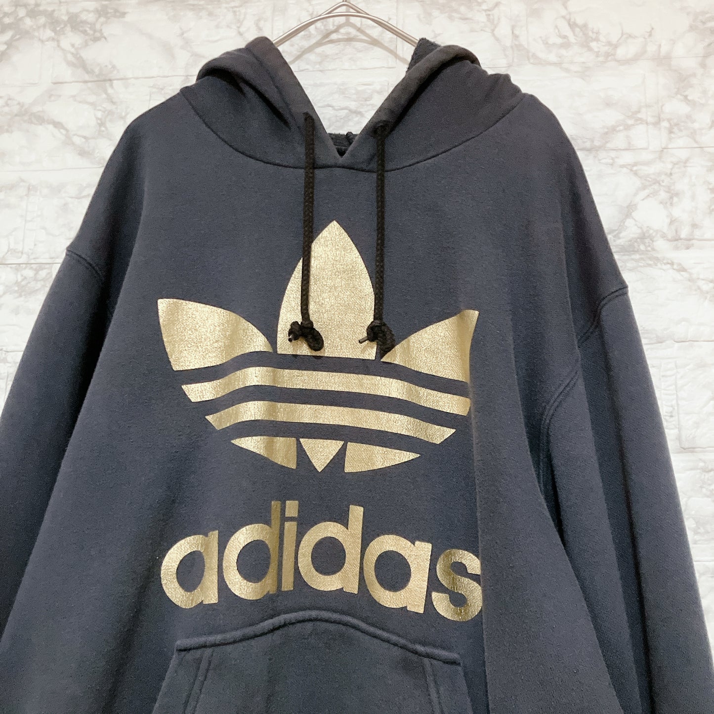 Adidas アディダス 両面 ビッグ ロゴ プルオーバー パーカー XLサイズ