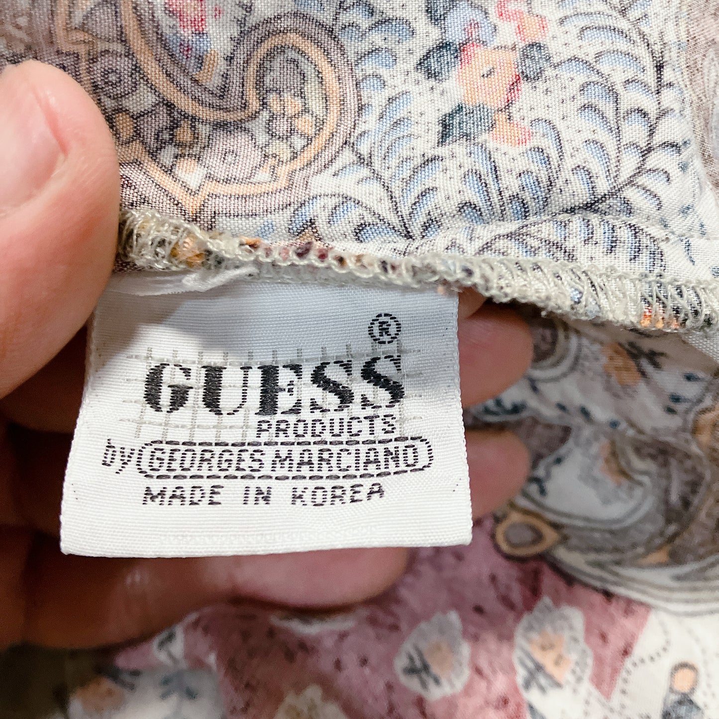 GUESS 総柄 レーヨン シャツ XLsize